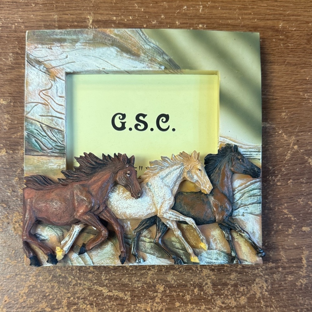 Horse-Themed Decorative Frame - Brown, Cream, Black